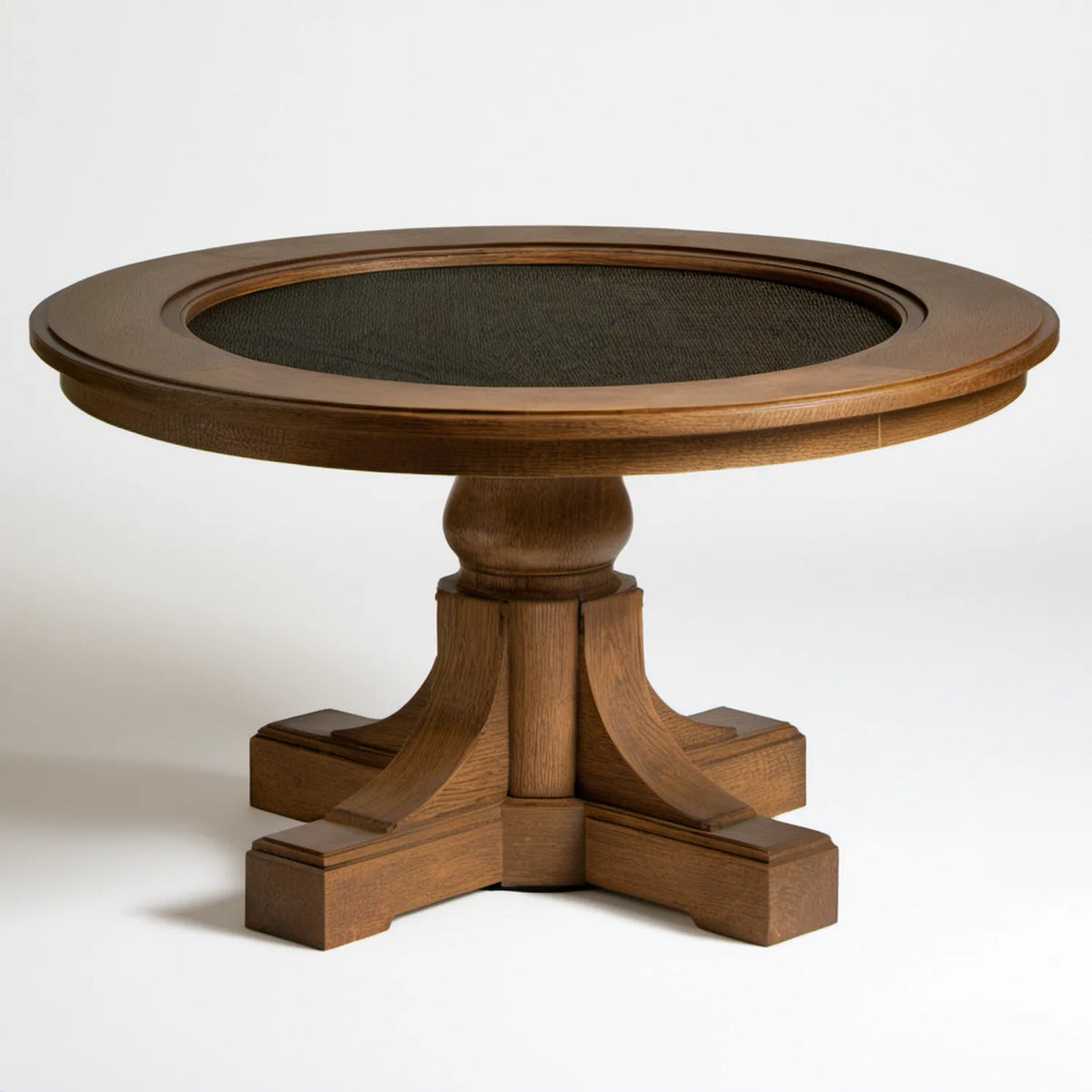 Okrągły stół jadalniany z litego dębu, ciemny orzech/czarny, Ø 120 cm