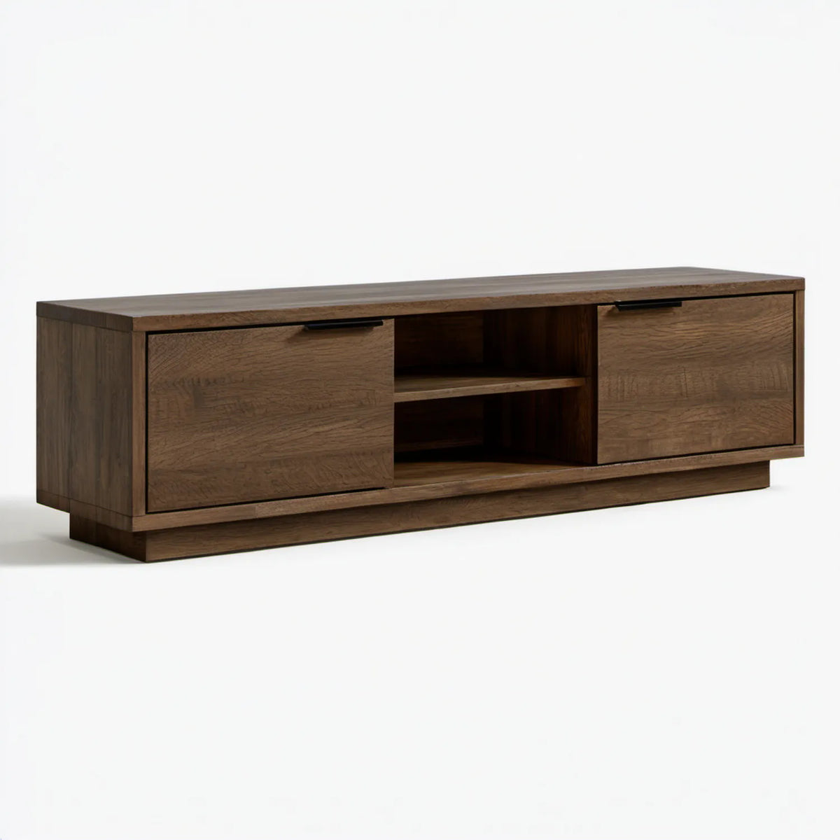 Szafka RTV z MDF z fornirem z ciemnego orzecha, 160 x 40 x 55 cm