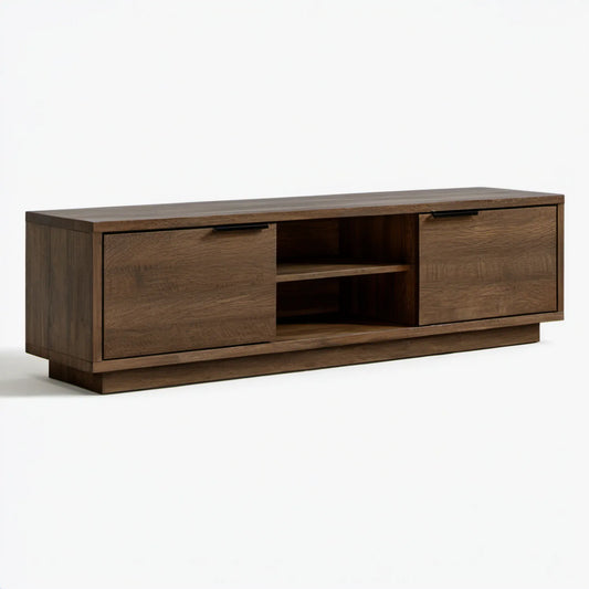 Szafka RTV z MDF z fornirem z ciemnego orzecha, 160 x 40 x 55 cm