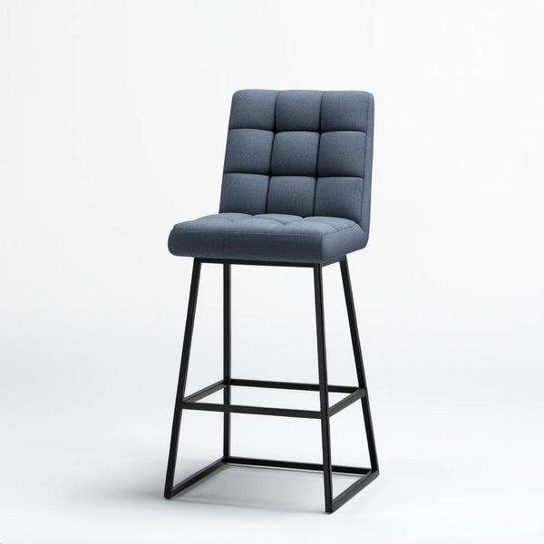 Hoker barowy z pikowaną tapicerką granatowo-czarny 48 x 54 x 105 cm