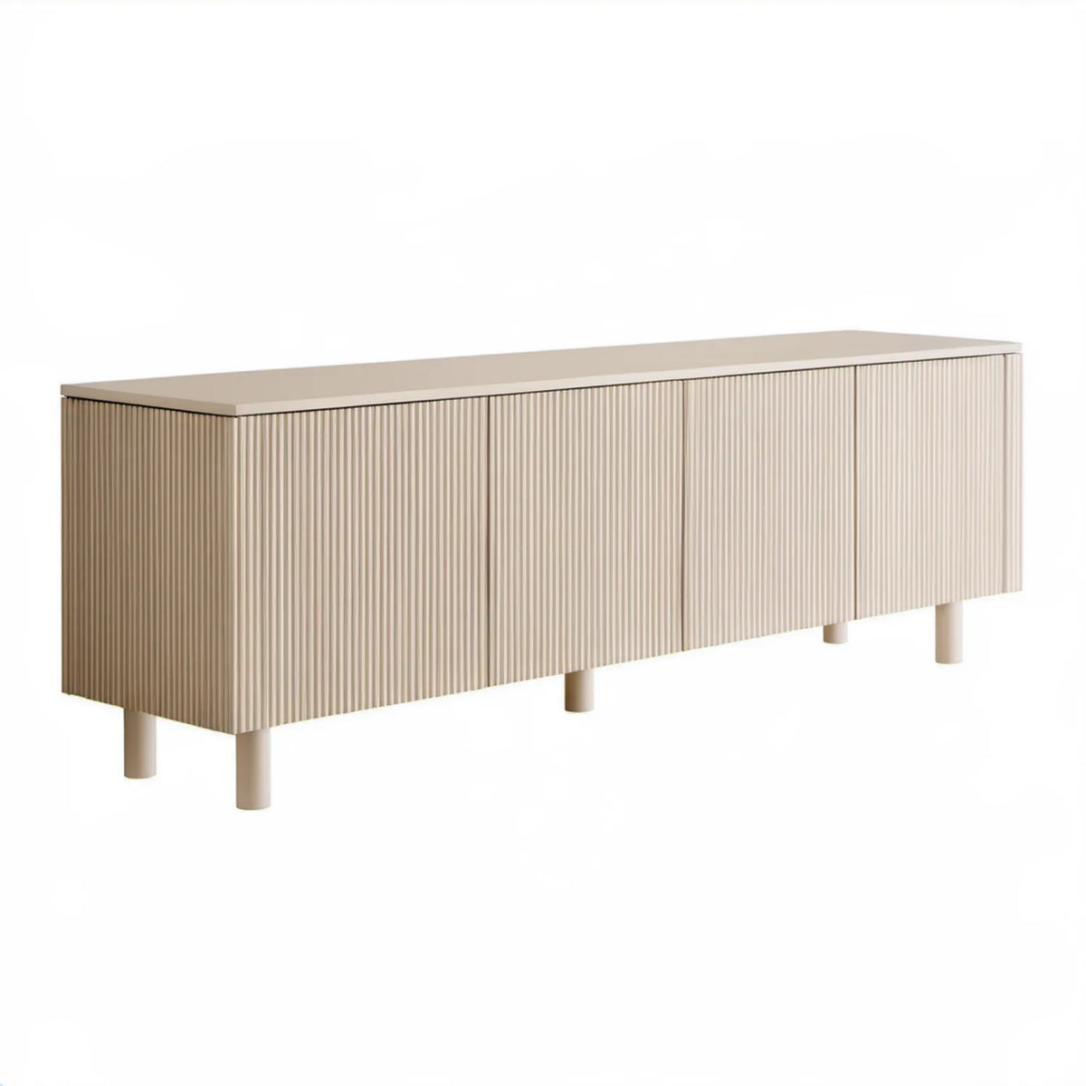 Beżowa szafka RTV z ryflowanymi frontami MDF 180 × 40 × 60 cm