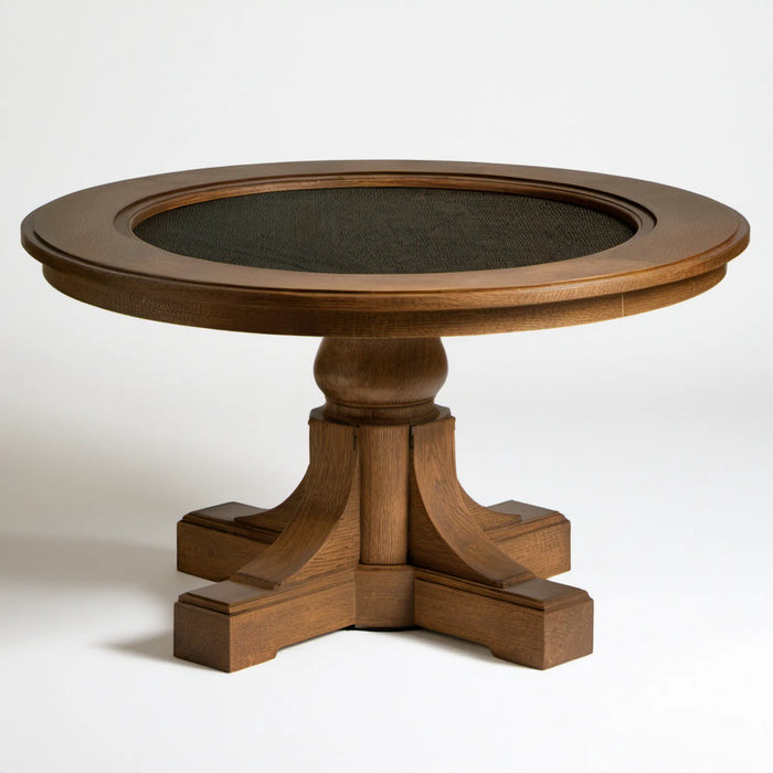 Okrągły stół jadalniany z litego dębu, ciemny orzech/czarny, Ø 120 cm